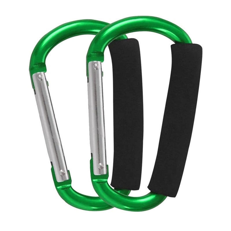 BanYakong Stroller Hooks by Baby,2 pcs Carabiner Stroller Hook Organizer for Hanging Purses, Diaper Bag, Shopping Bags. Clip Fits Single/Twin Travel Systems, Car Seats and Joggers (Green) - Image 1